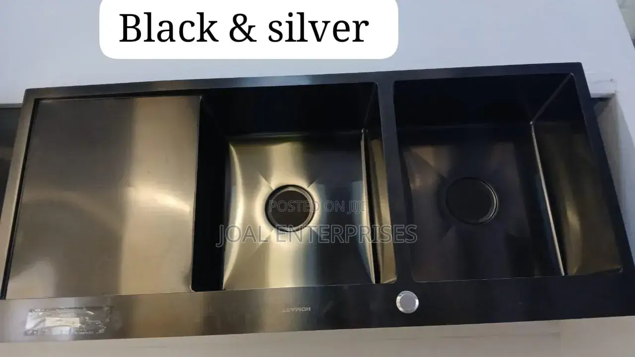 Black Stainless Double Bowl Single Drain Kitchen Sink