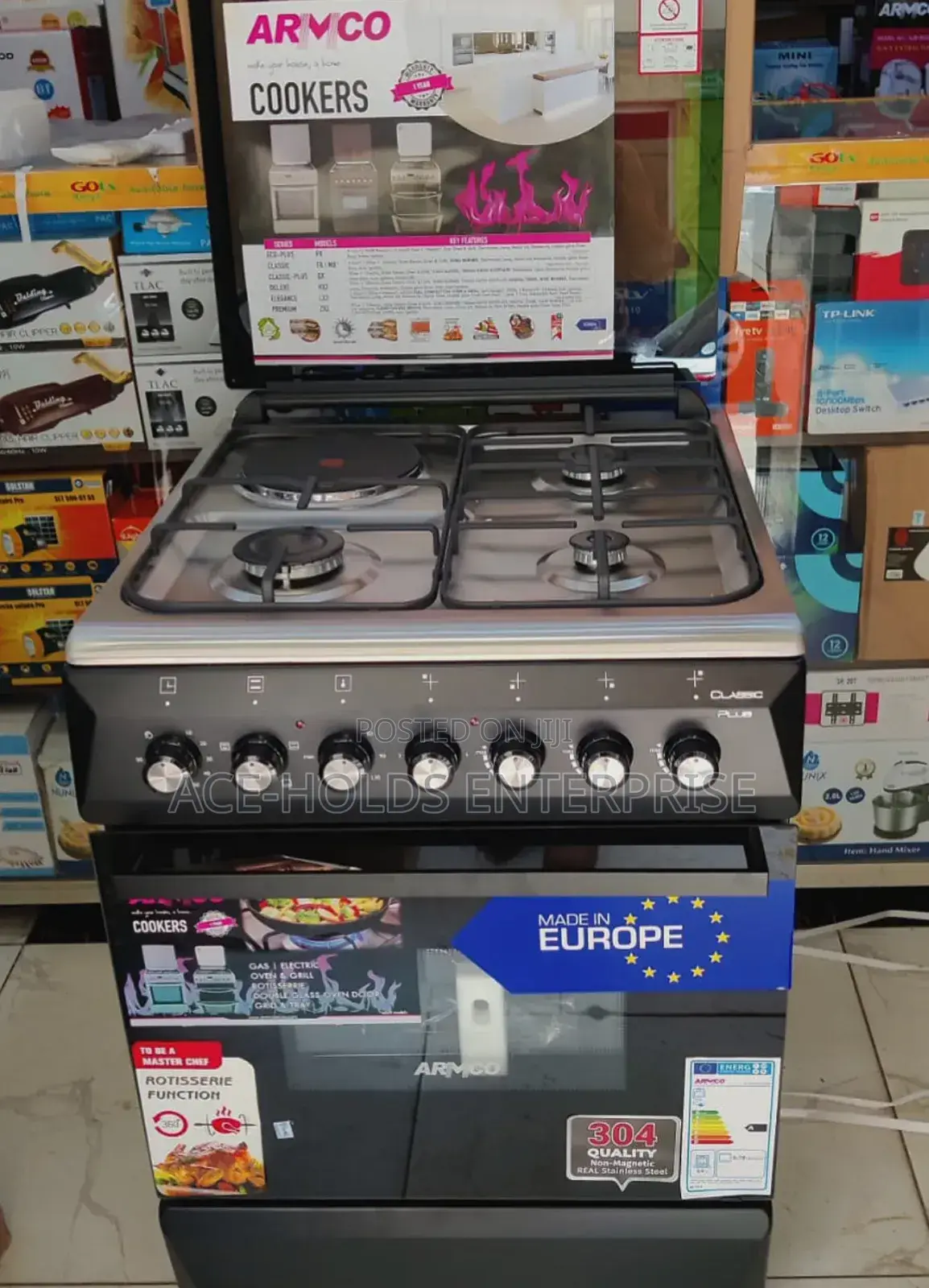 Armco 60*60 Gas Cooker 3 Gas +1 Electric Plate - Electric Oven