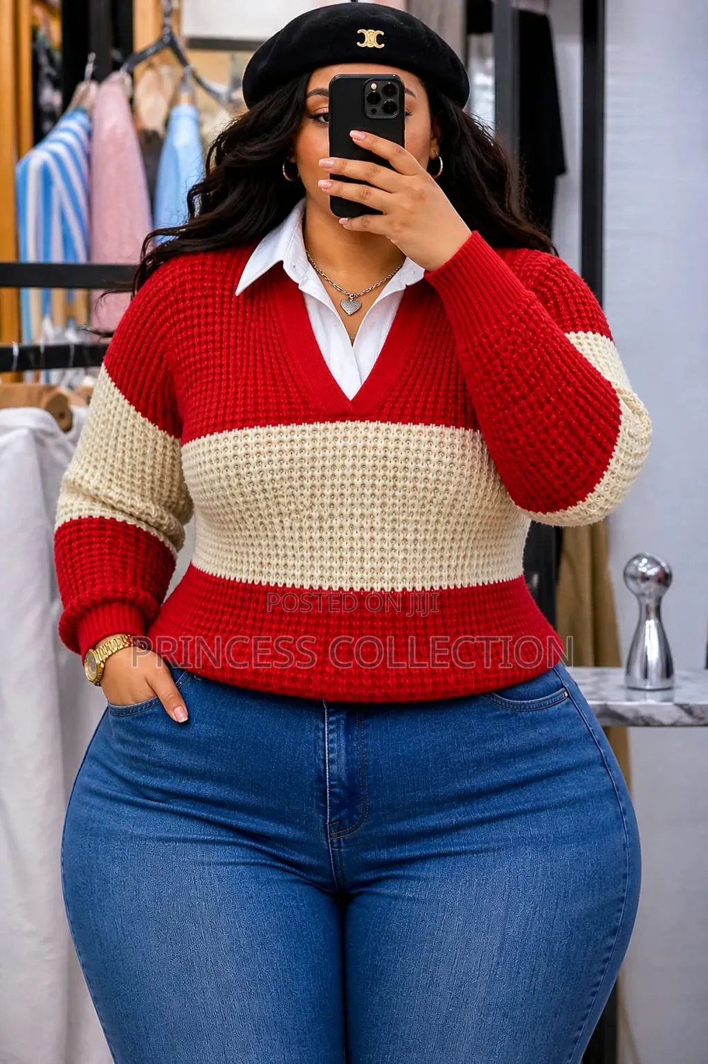 Cute Warm Sweater With a Collar