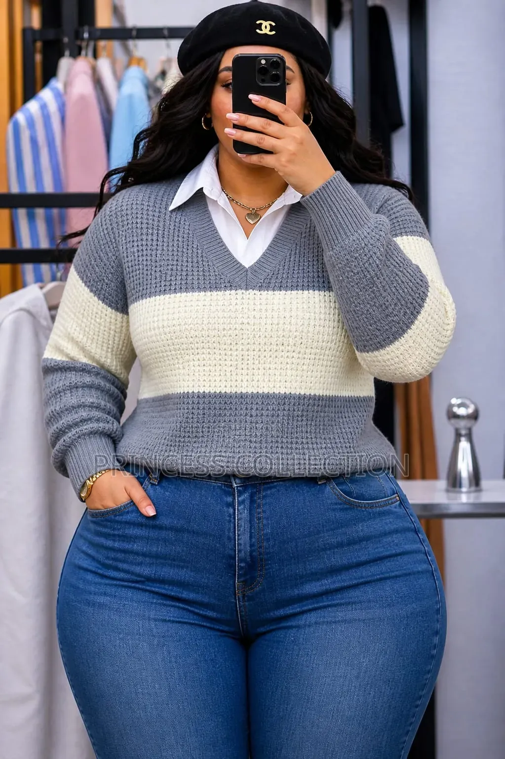 Cute Warm Sweater With a Collar