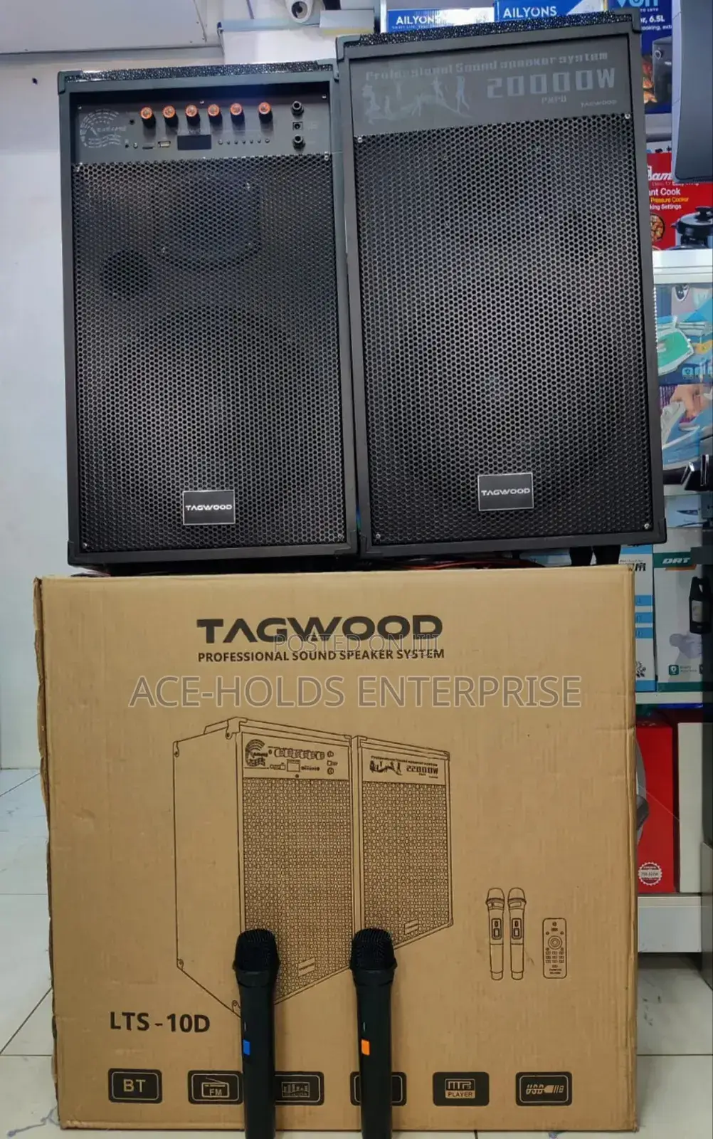 LTS-10d Tagwoof Paired Speakers - 2 Microphones 20000watts Pmpo