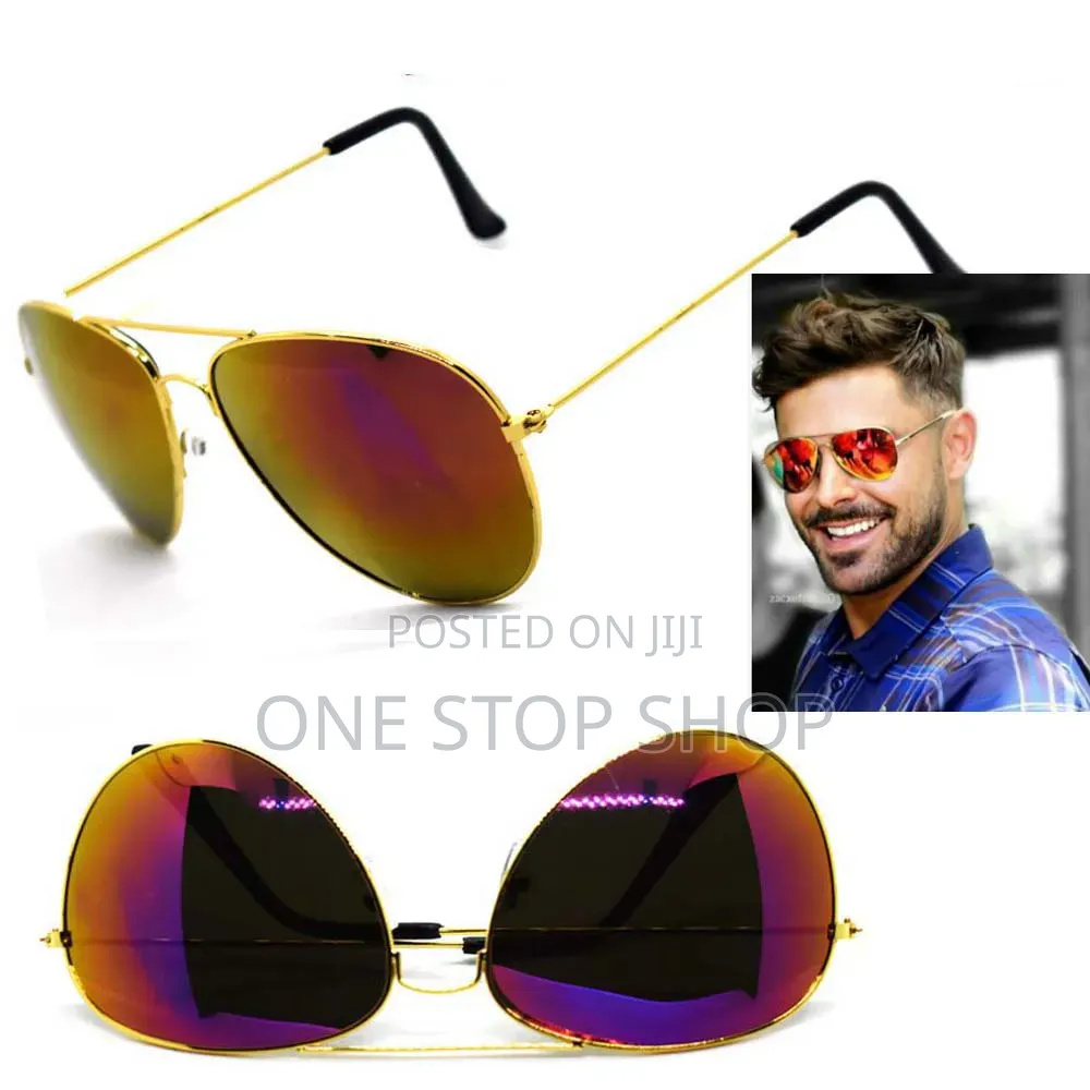 Metal_framed Aviator Sunglasses With Colorful Mirror Lens