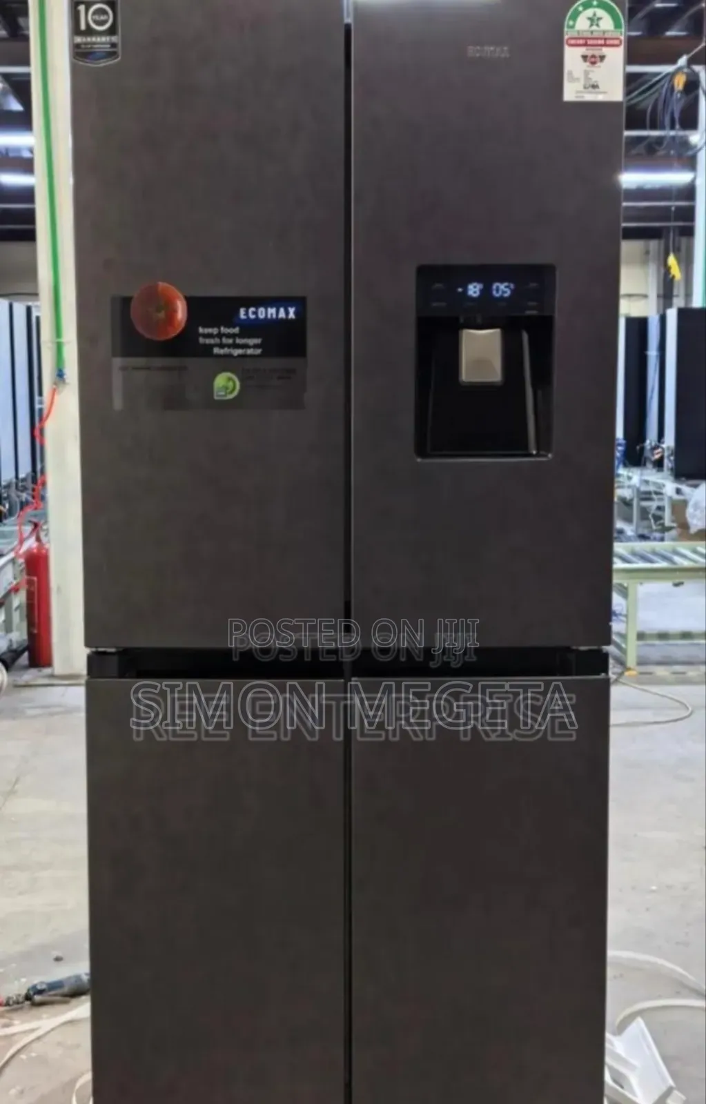 Grey/ Black Ecomax 506l Fridge With Dispenser. Commercial
