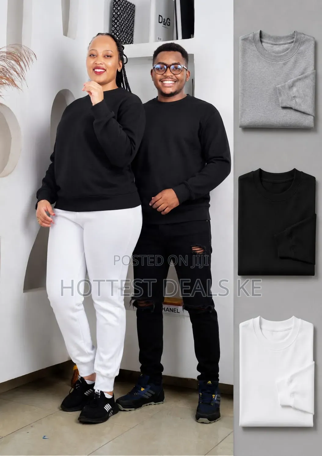 Classic Black Crewneck Sweatshirt in a Unisex Design