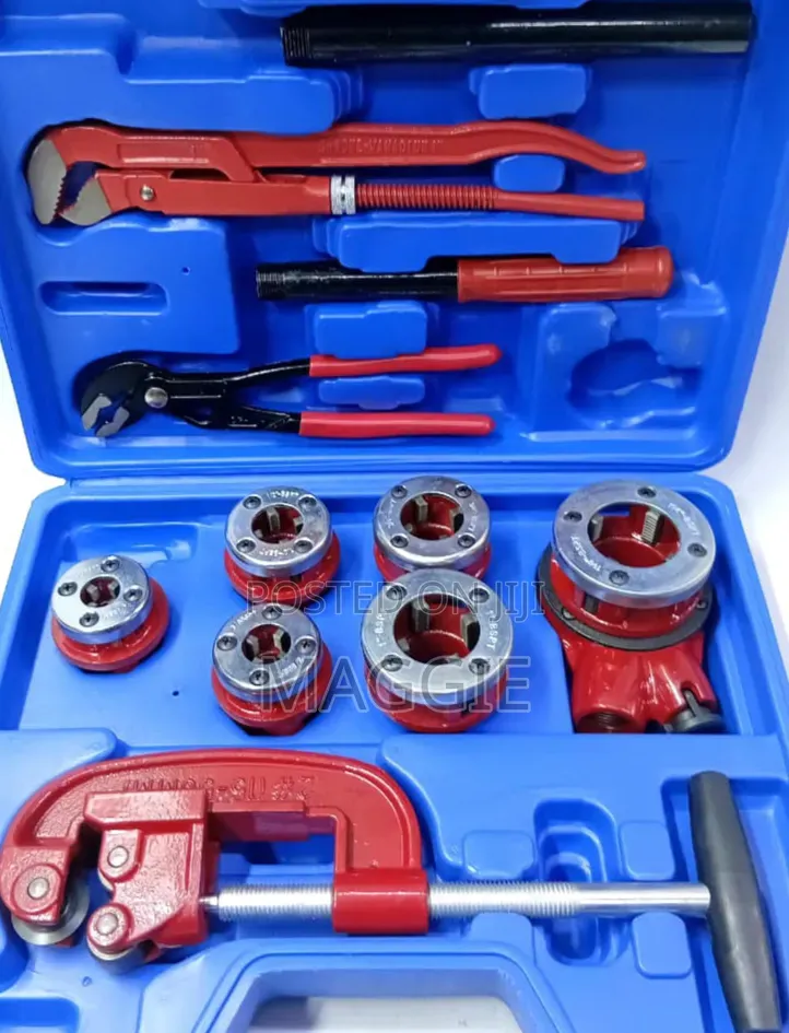 Die Stock Rachet Set Of⁄4 S-Jaw Pipe Wrench