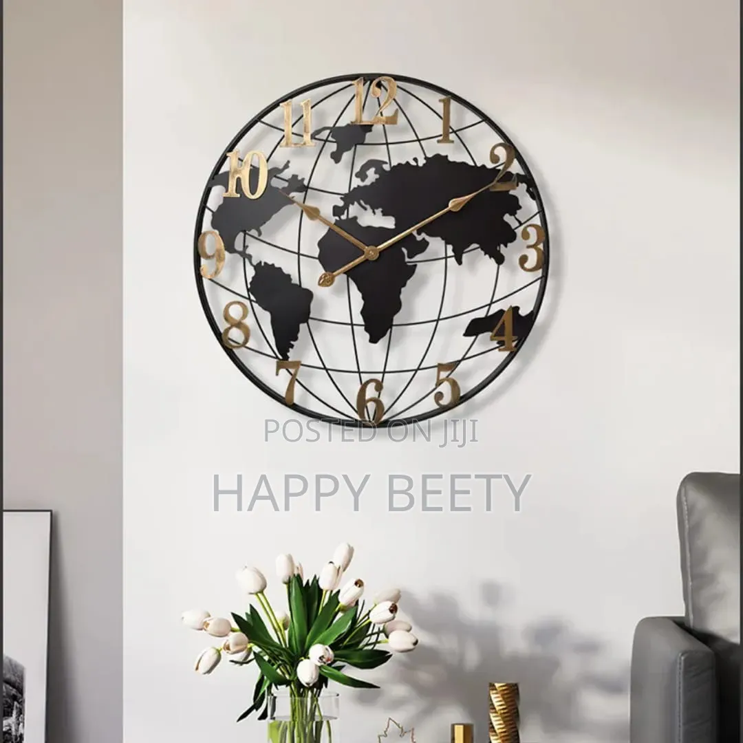 Mordern Iron Art World Map Quartz Wall Clock-KSH 7800