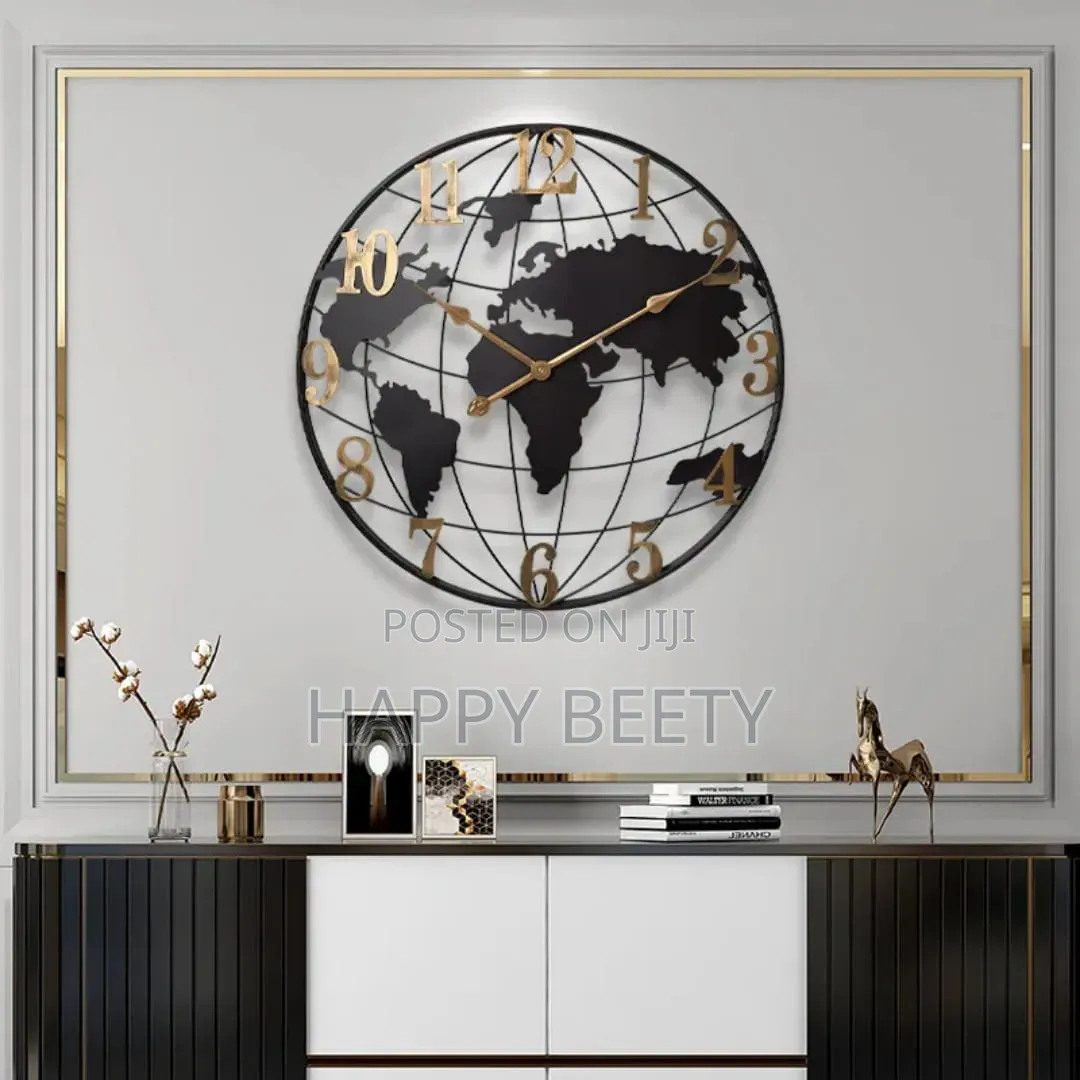 Mordern Iron Art World Map Quartz Wall Clock-KSH 7800