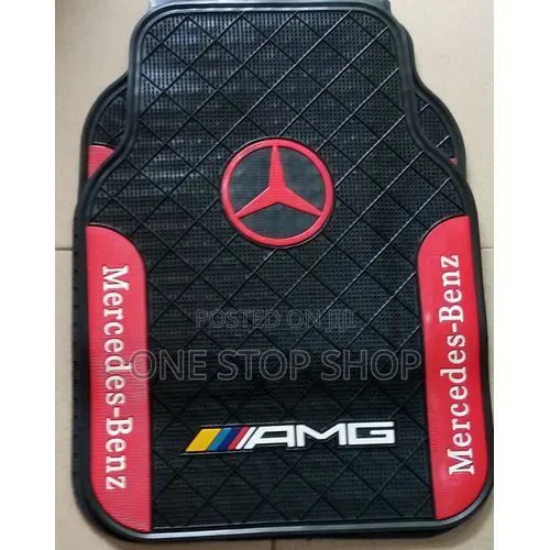 Mercedes Amg Car Floor Mat Rubber Body Red Accent