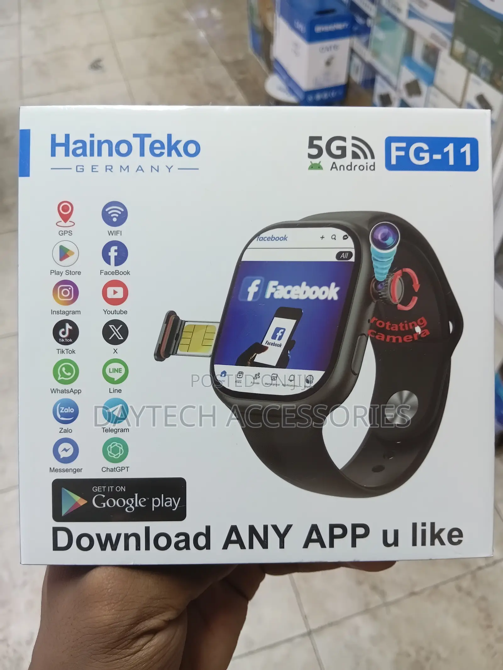 Fg-11 5g Android Smart Watch With Sim Card Slot Rotating Camera