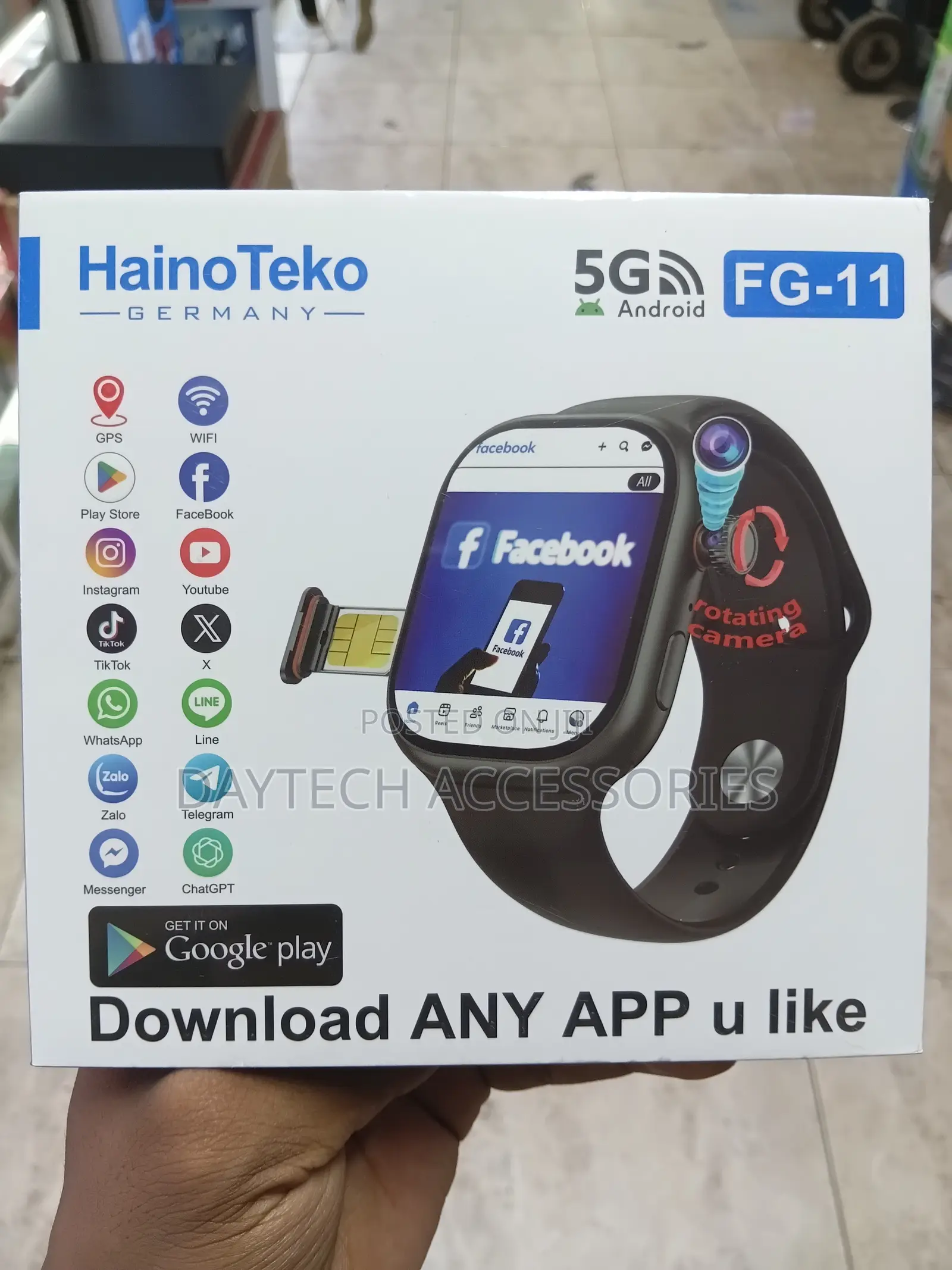 Hainoteko Fg-11 Smartwatch With Simcard Slot 
*4gb Ram 
*64gb Rom