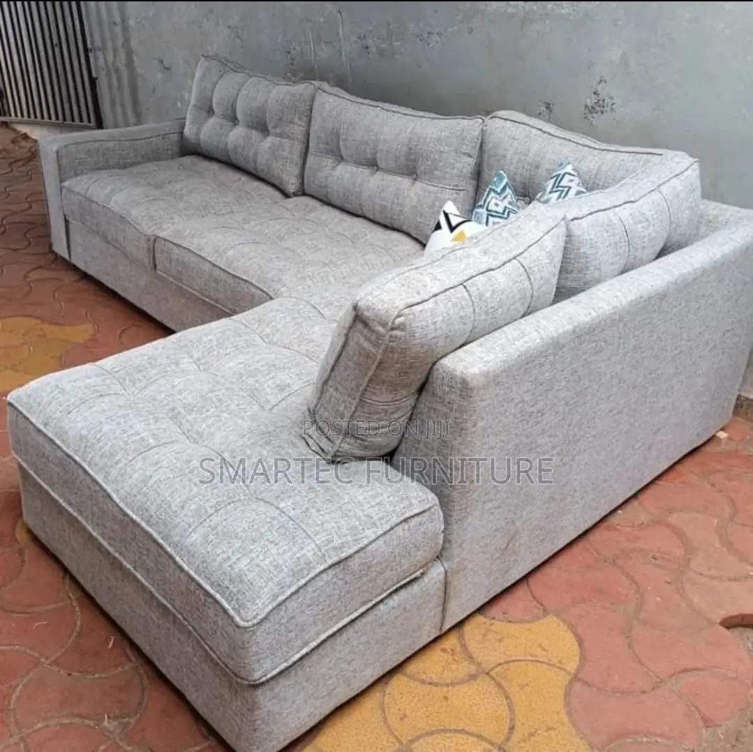 Light Grey Tufted Sofa Set