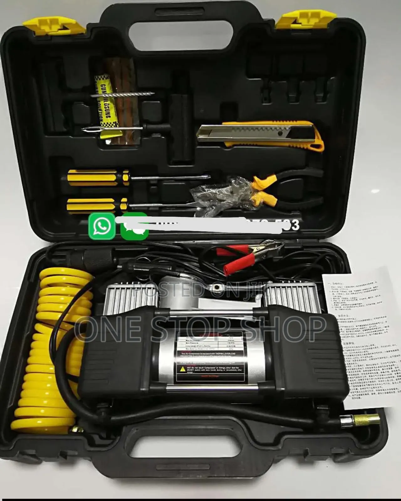 12v Dual Cylinder Tyre Inflator With Hard Shell Carrying Case