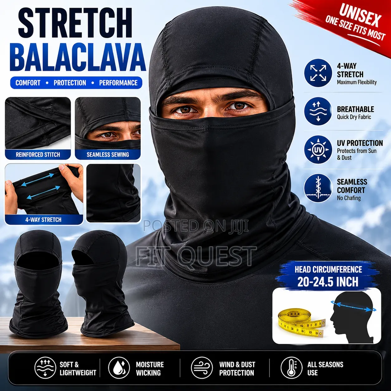 Stretch Balaclava Face Mask Breathable Windproof Riding Hood