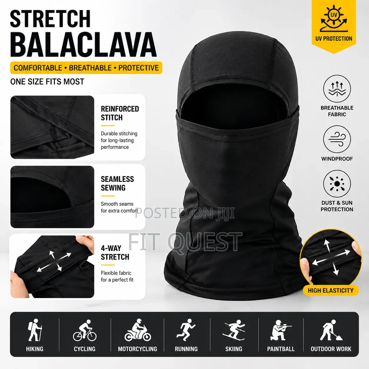 Stretch Balaclava Face Mask Breathable Windproof Riding Hood