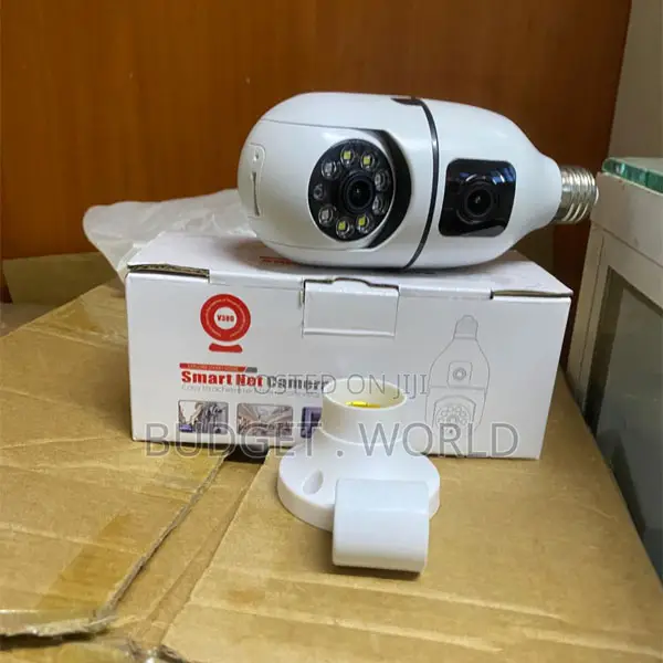 Indoor Outdoor Smart Bulb Camera With Dual Hd Lenses and Two-Way Audi