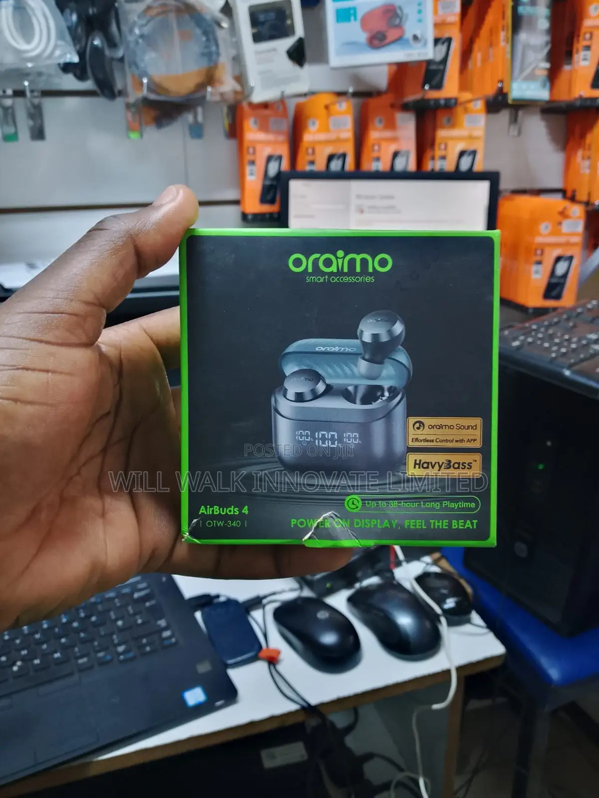 Oraimo Airbuds 4true Wireless Earbuds – Smart Led Display Heavy Bass