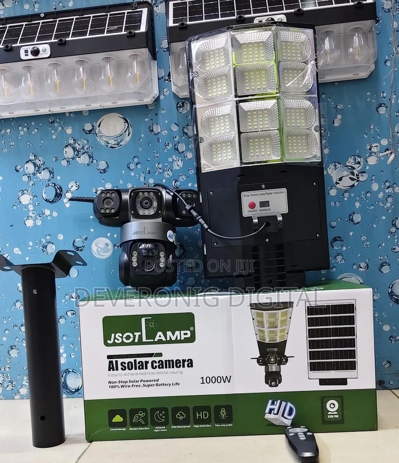 *1000watts Ai Triple Lens 4g Solar Camera With Street Light