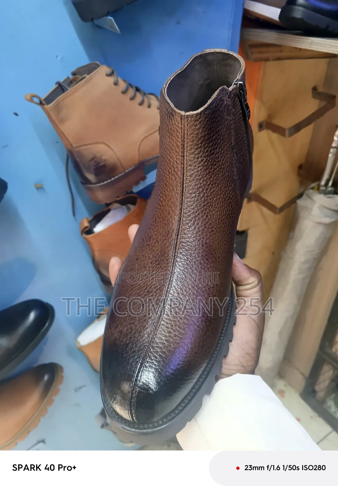 Quality Leather Zipped Clarks Official Dark Tan Rubber Sole Shoes
