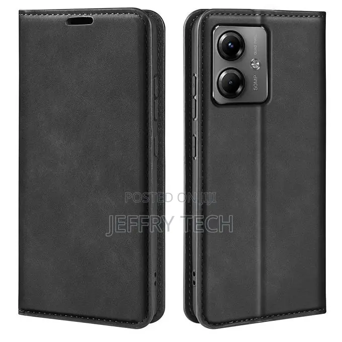 Motorola Moto G14 Retro-Skin Magnetic Suction Leather Phone Case(Black