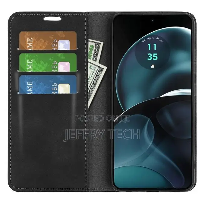 Motorola Moto G14 Retro-Skin Magnetic Suction Leather Phone Case(Black