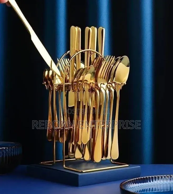 24pcs Gold Cutlerly and Spoons Set