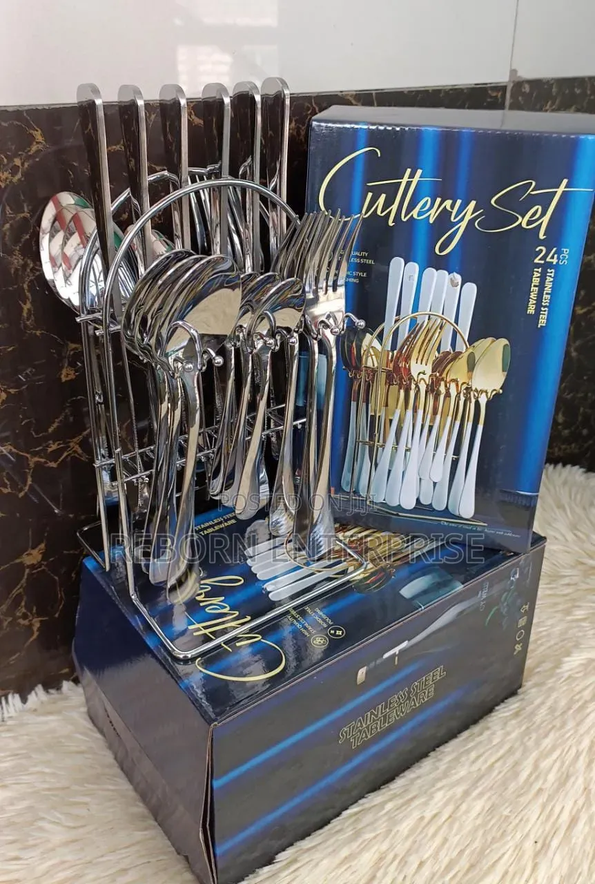 Silver Cutlery and Spoons Set 24pcs