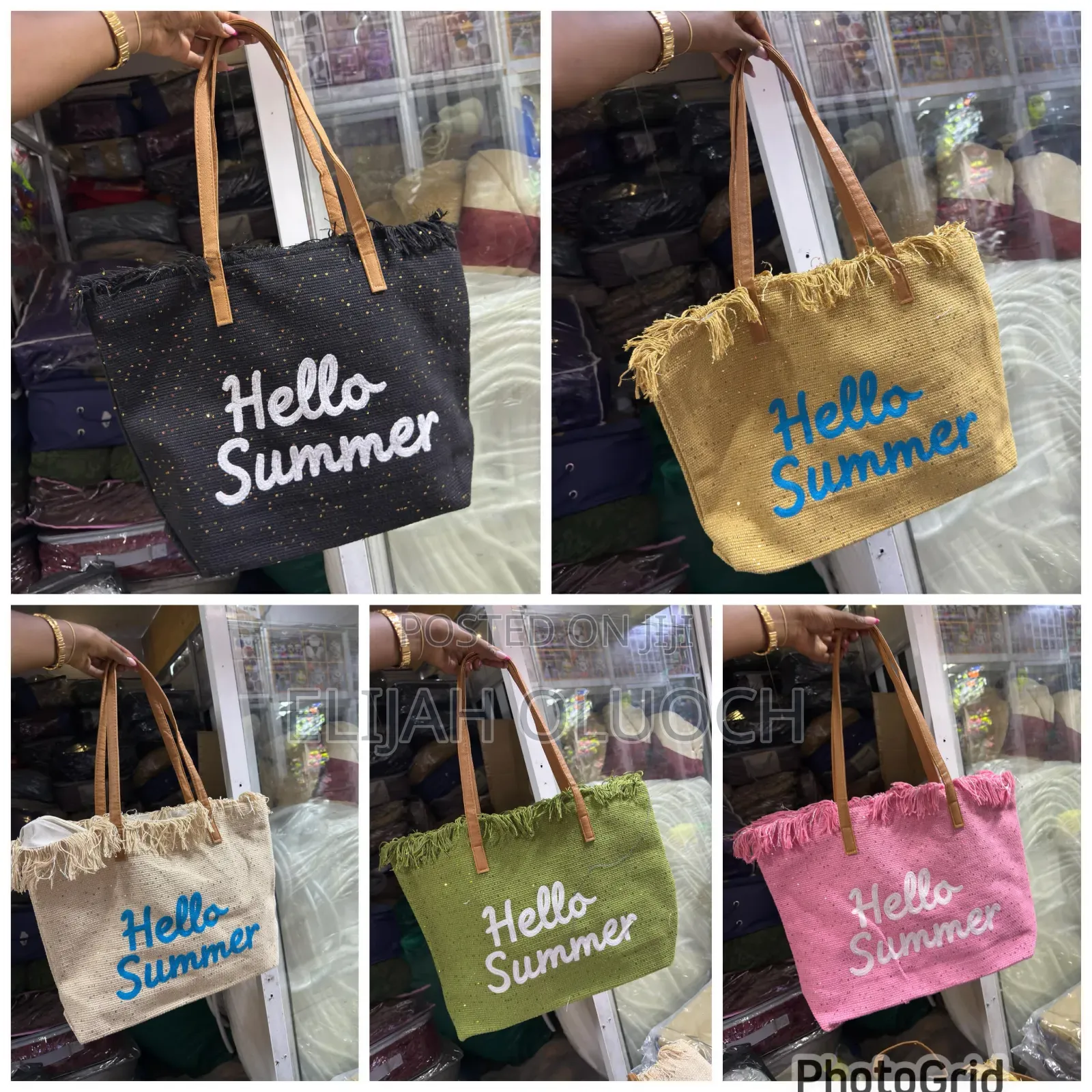 Hello Summer Vibes' With Zip Large Capacity Women Beach/ Market Bag