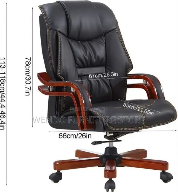 Office Chairs; Leather Reclining Wooden Armed Office Chairs