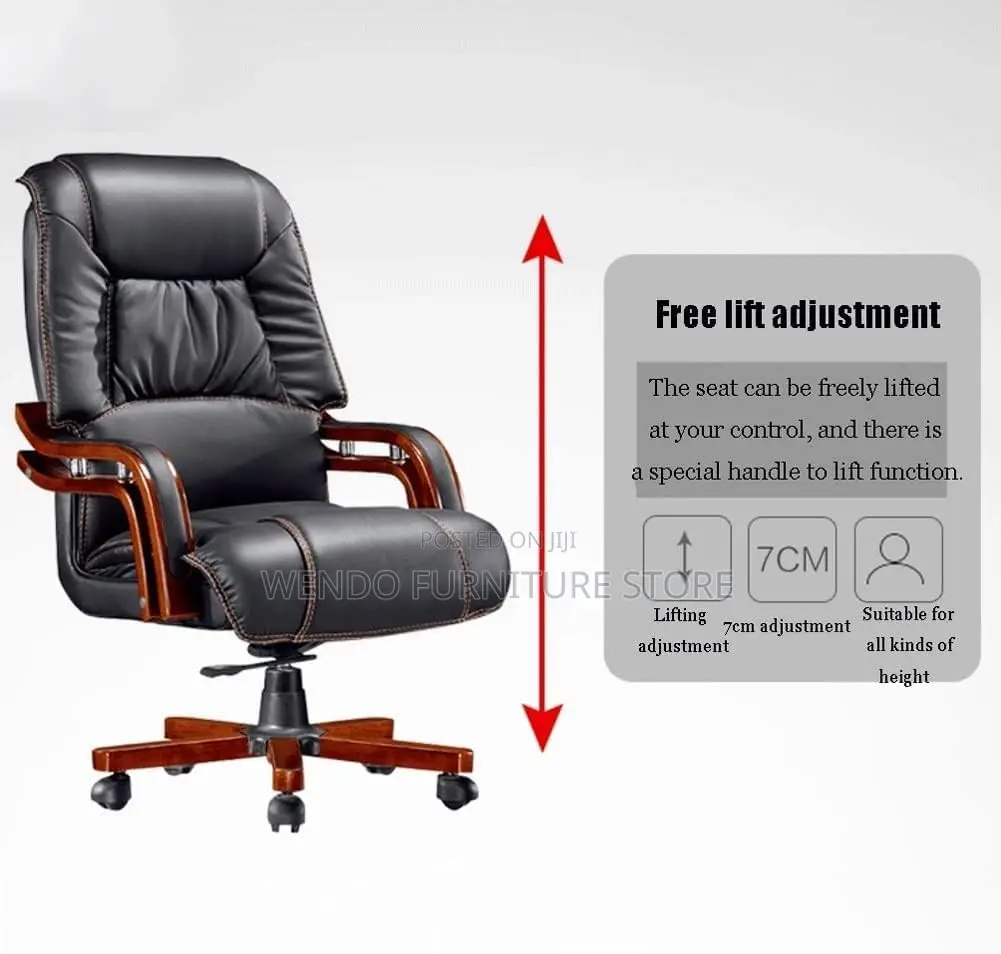 Office Chairs; Leather Reclining Wooden Armed Office Chairs