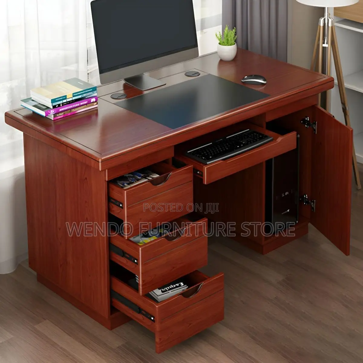 Office Desk; 1400mm Executive Rectangular Mahogany Desk