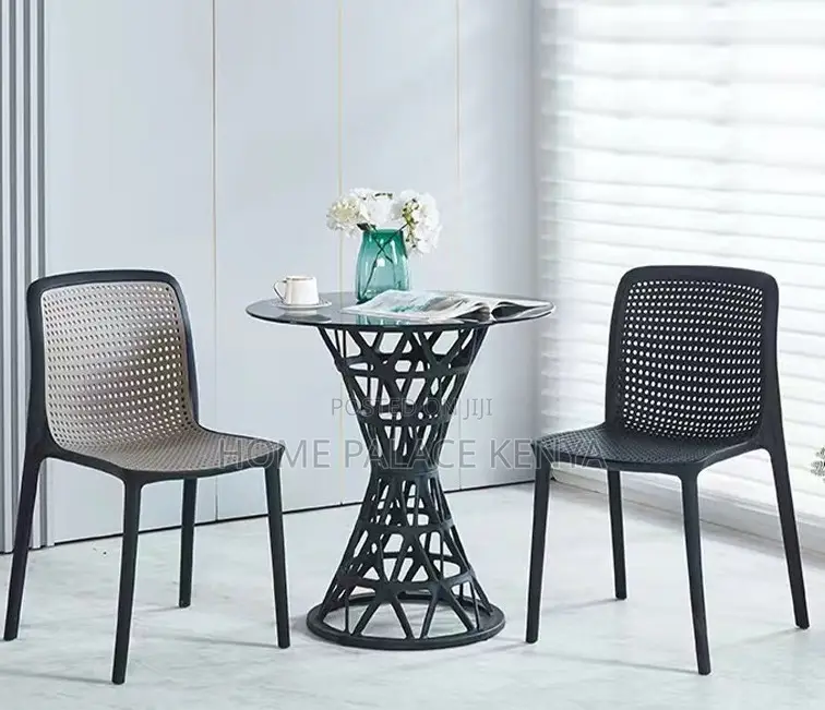 Dining Table: French Style Glass Top Round Black Dining Table