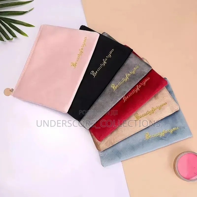 *Velvet Cosmetic Bag Organizer Zipper Coin Purse for Women Makeup Bag
