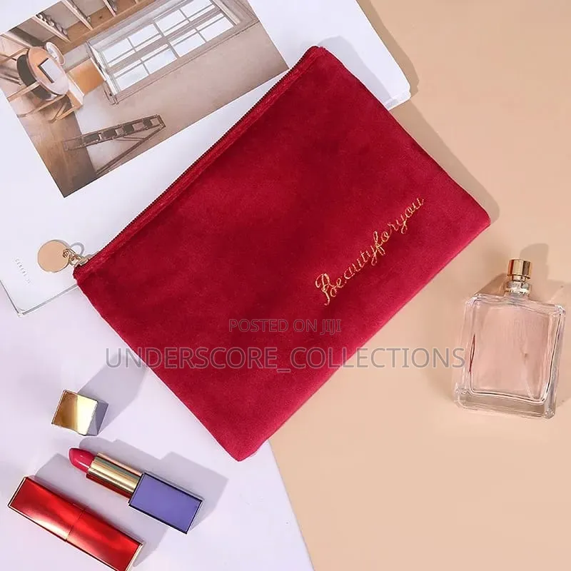 *Velvet Cosmetic Bag Organizer Zipper Coin Purse for Women Makeup Bag
