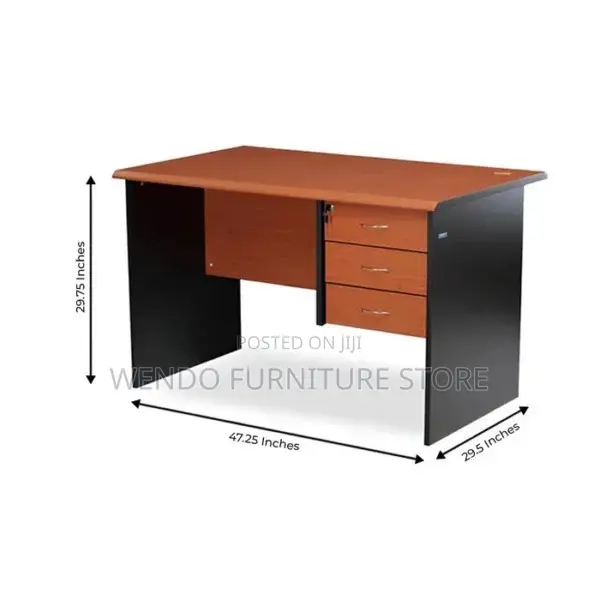 Office Desk; 1200mm Brown Top Desk With Drawers