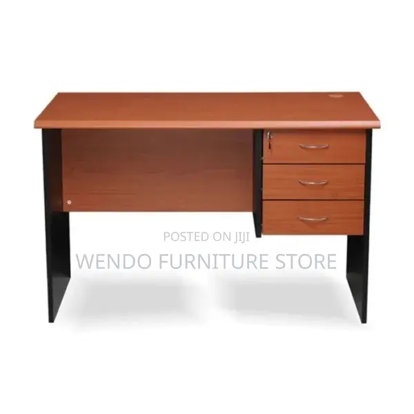 Office Desk; 1200mm Brown Top Desk With Drawers