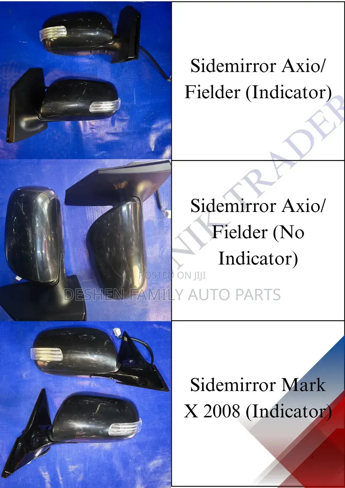 Toyota Axiom/ Fielder / Mark X Side Mirrors
