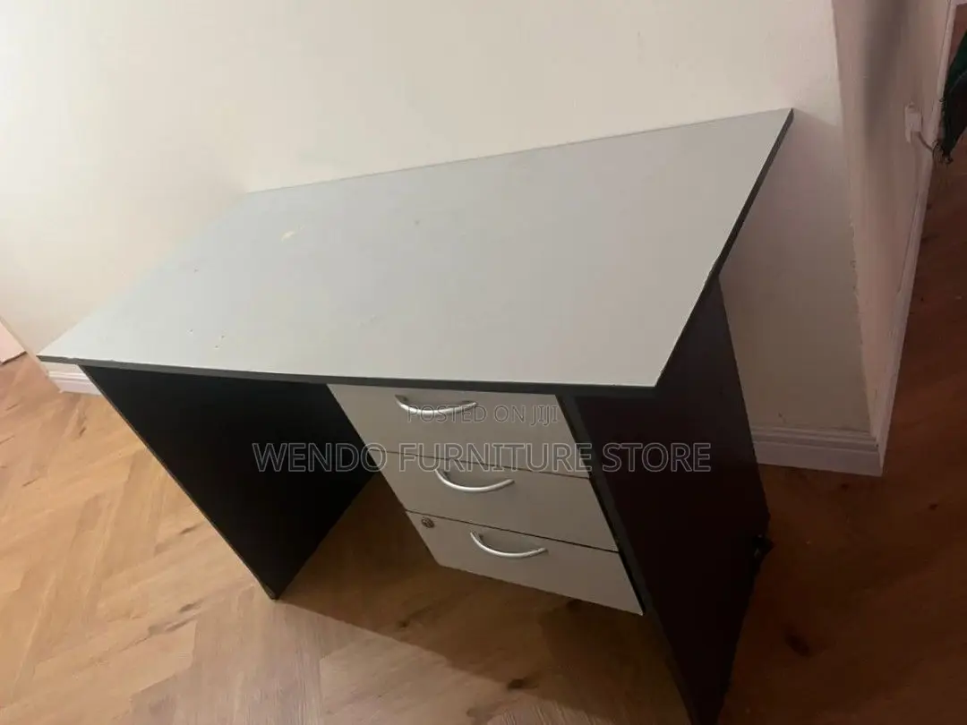 Office Desk; 0.9 Meters Office Clerical White Polished Table