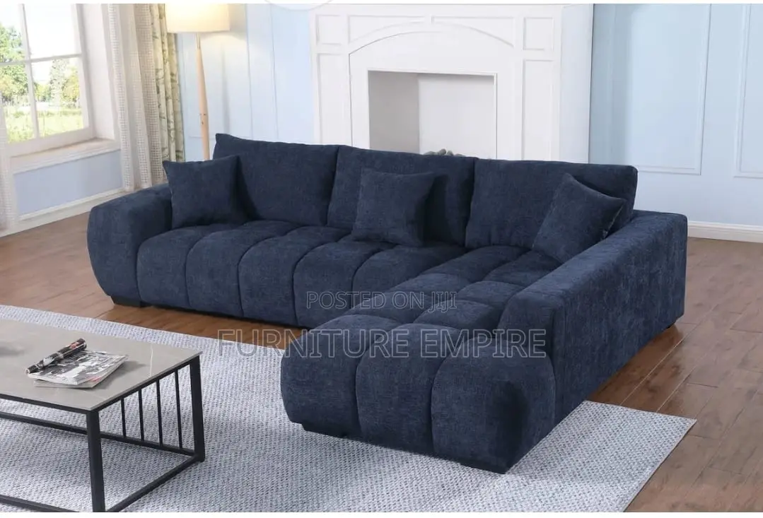 Dark Blue L-Shaped Sectional Sofa
