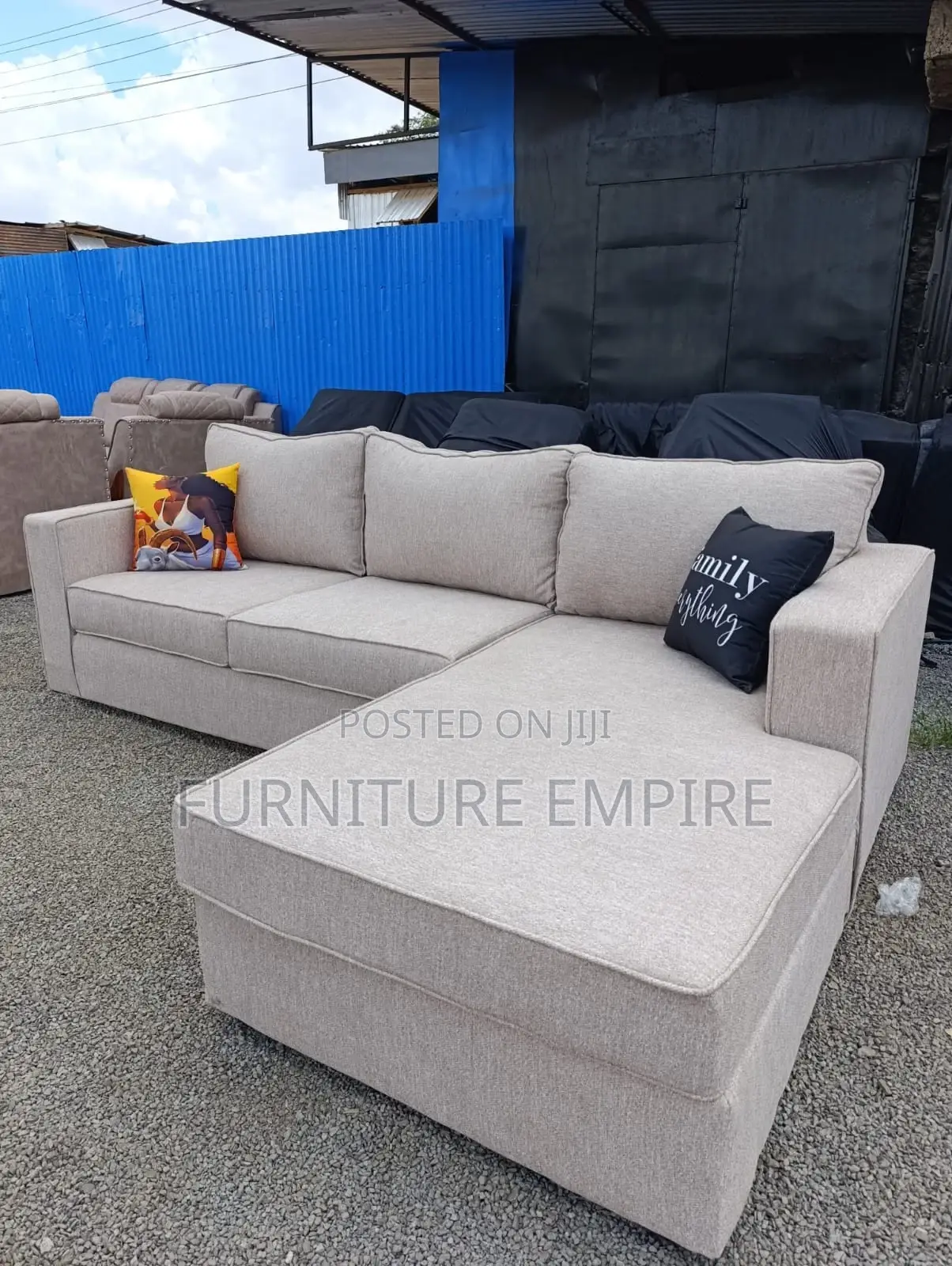 Beige L Shaped Seat