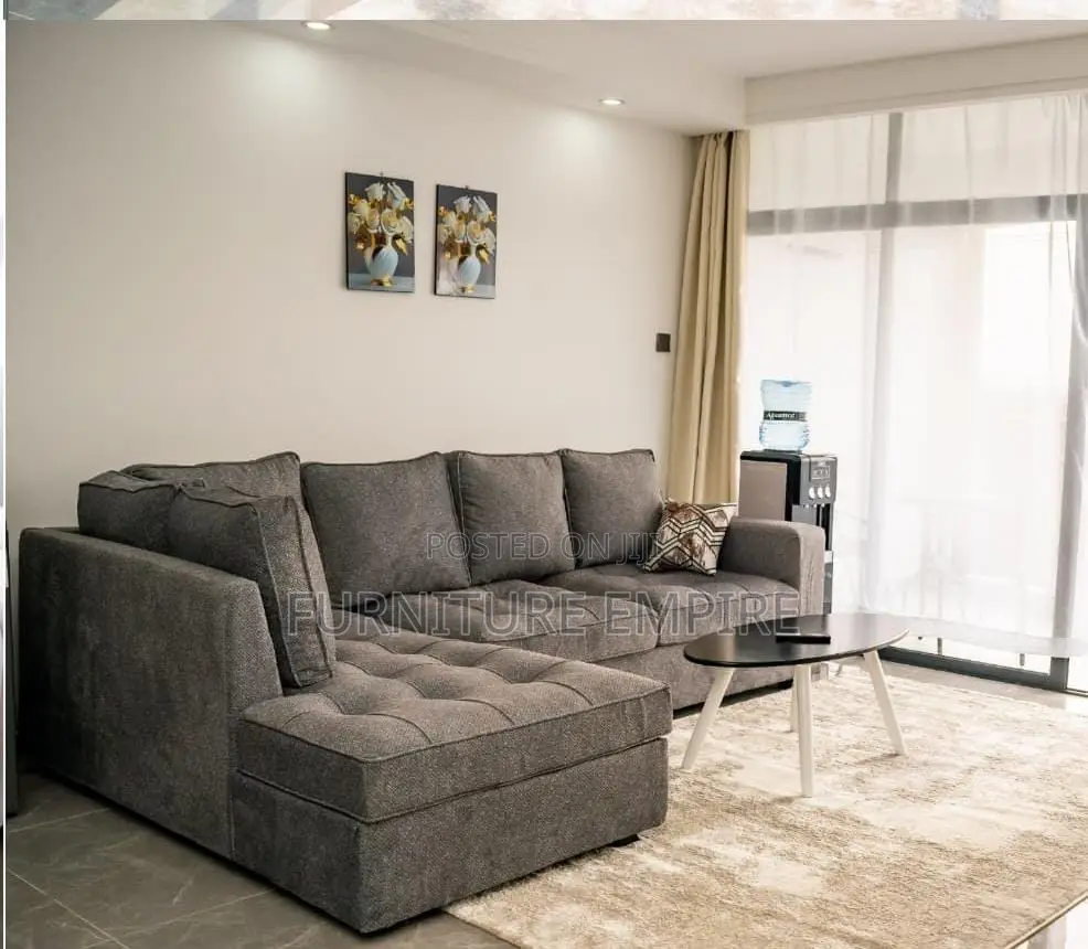 Coffee Brown Tufted L Seat