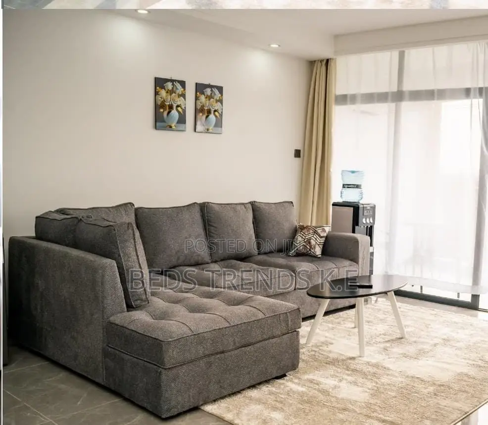 Coffee Brown Tufted L Seat