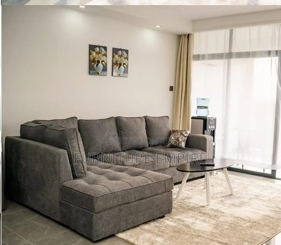 Coffee Brown Tufted L Seat