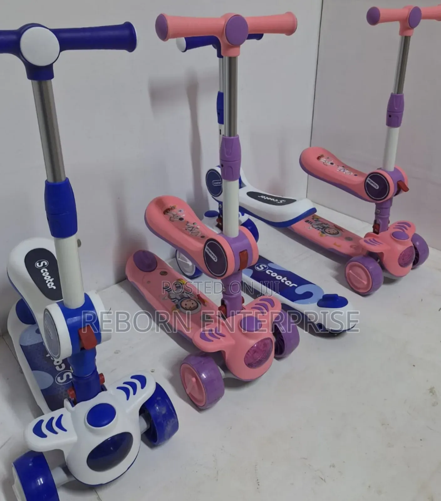 Adjustable Kids Scooter With Seat Light Up Wheels Music Foldable