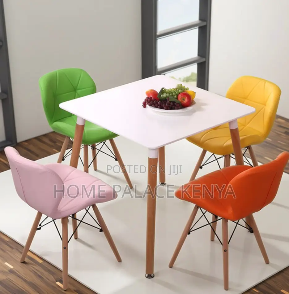 Dining Table: Square Dining Table With Glossy Finish and Wooden Legs