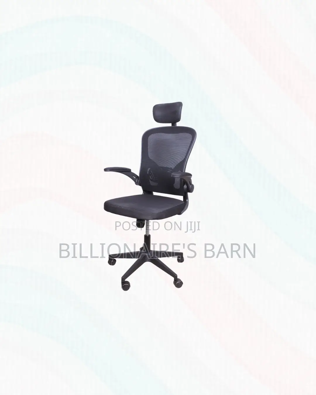 Modern Grey Ergonomic Office Chair Flip Up Arms Adjustable Headrest