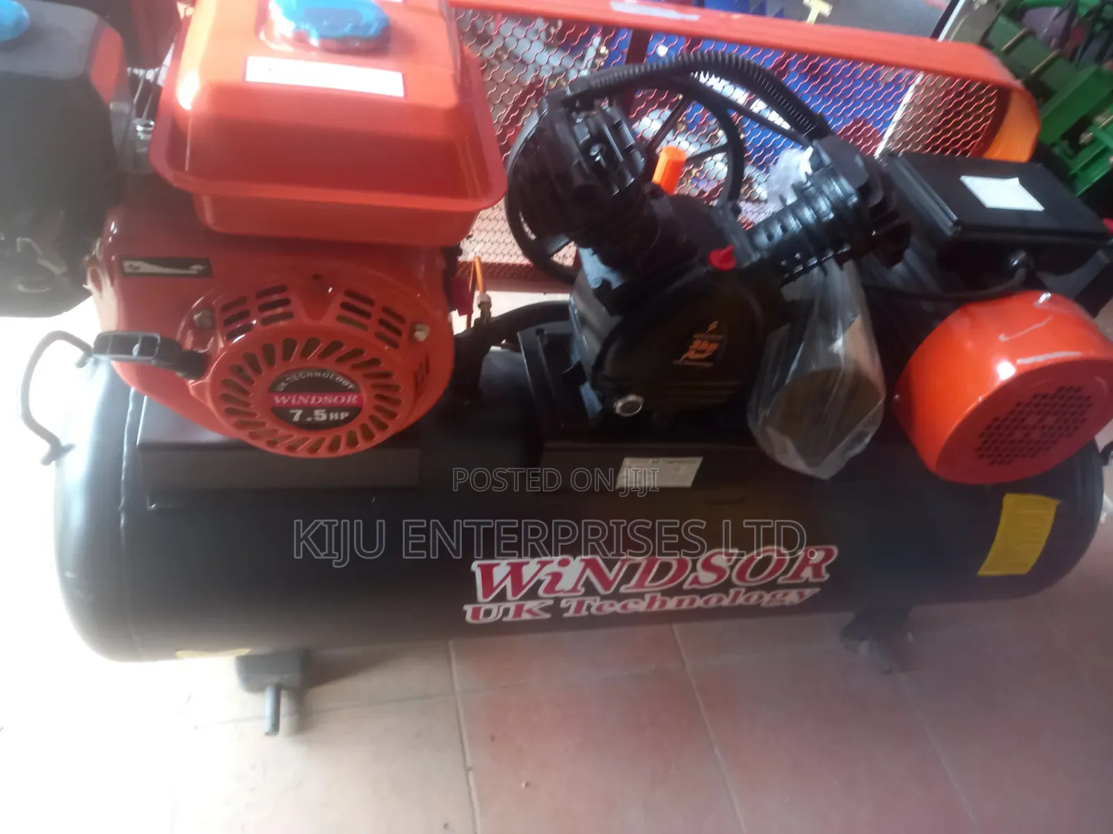 100l Windsor Air Compressor – 3hp Electric Motor 7.5hp Petrol Engine