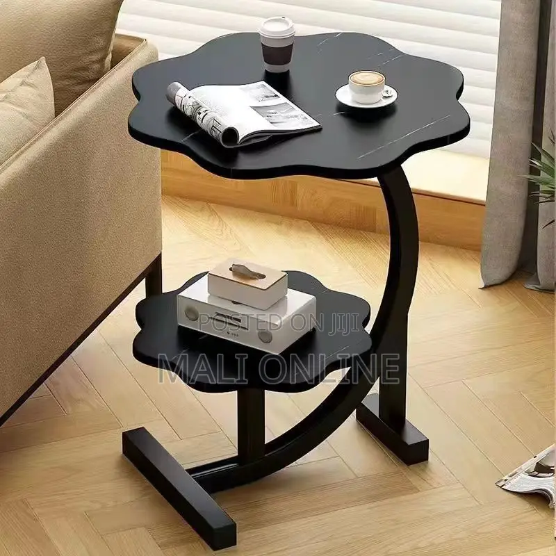 Flower Shaped 2-tier C Table Sofa Side End Table Modern Wood Metal