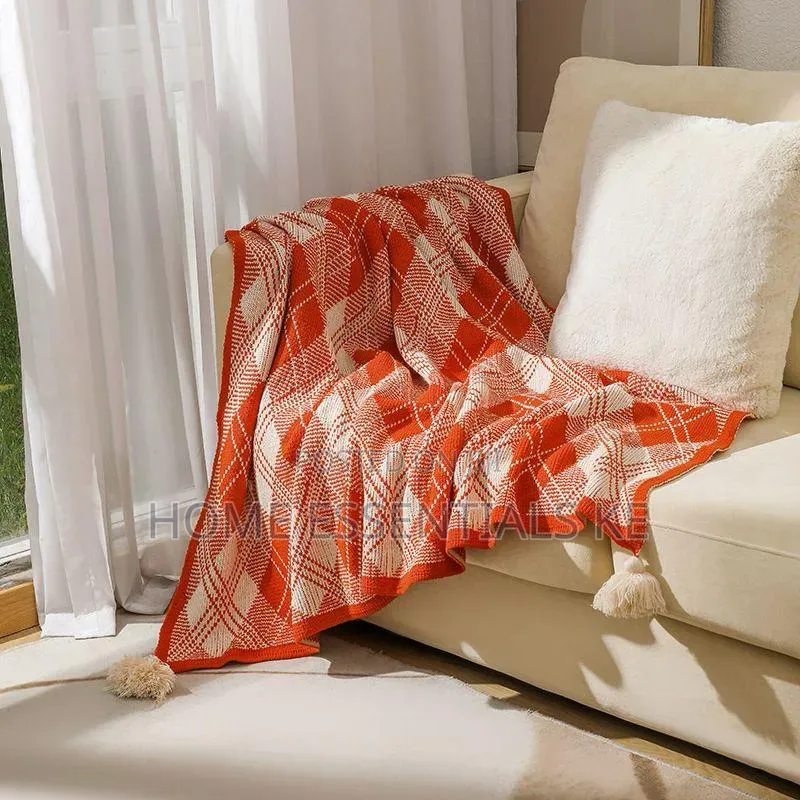 *Bohemian Knitted Throw Blankets With Pendant/Tassels