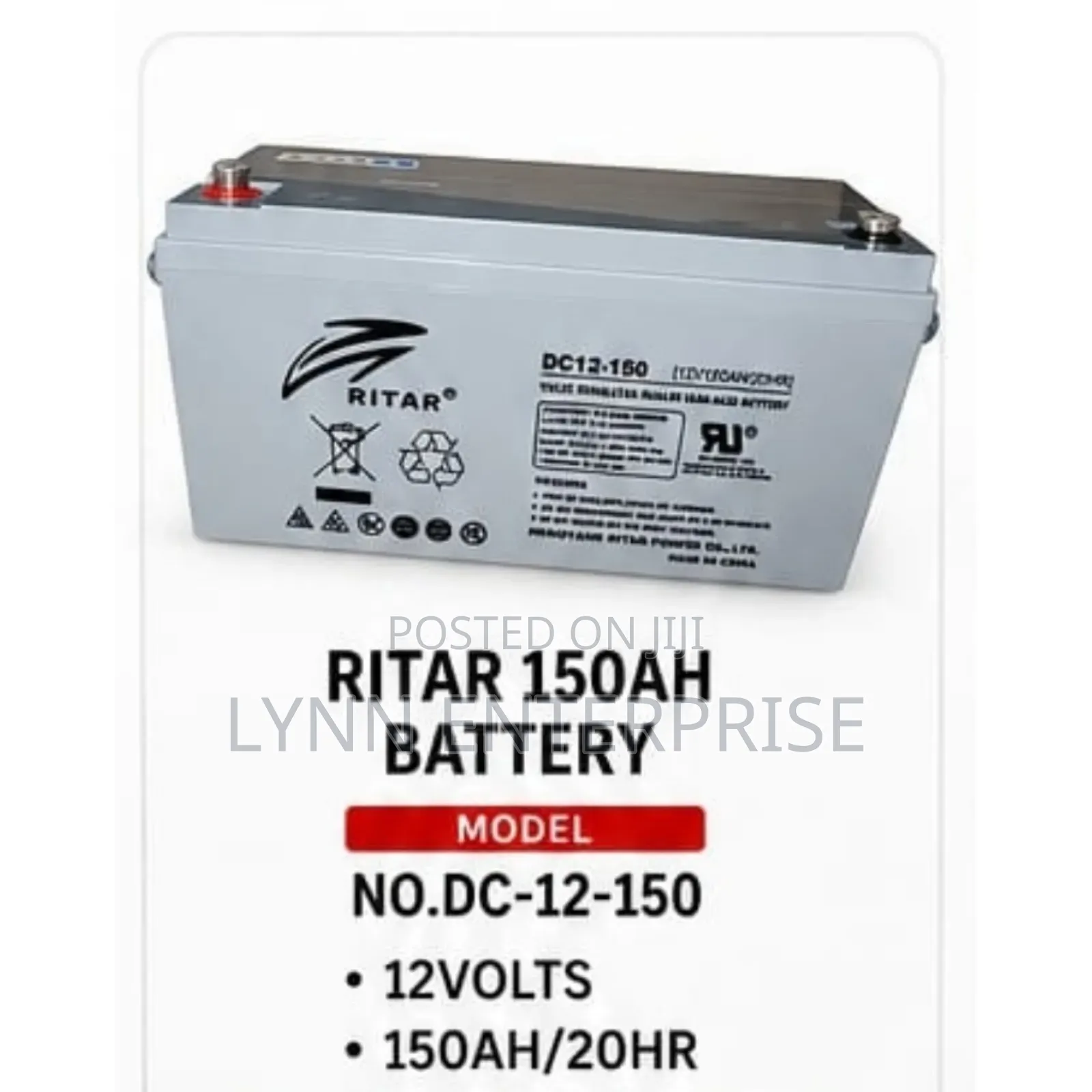 Ritah 150ah Battery Dc;12volts, 150ah/20hr
