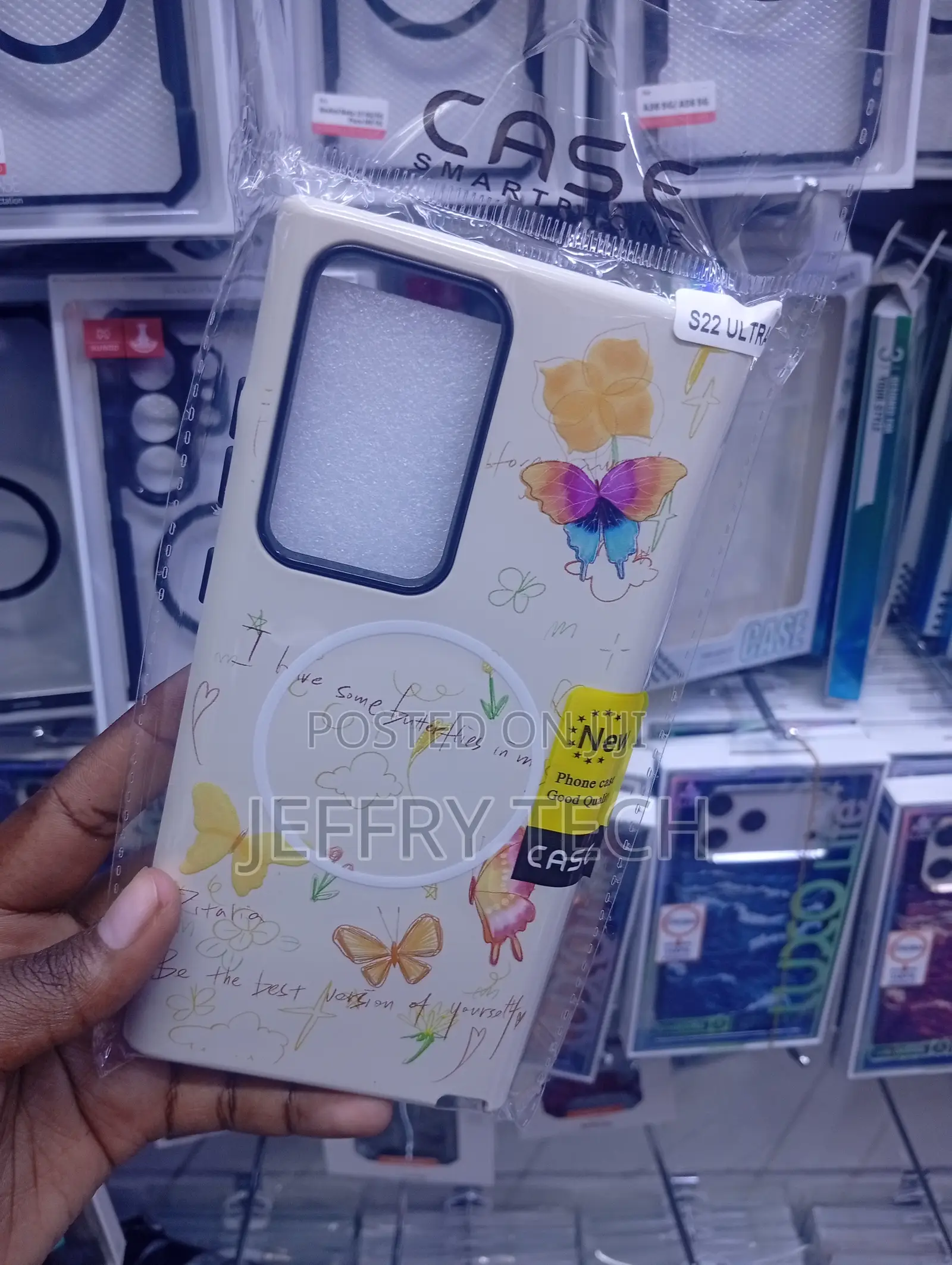 Samsung S22 Ultra Colorful Butterfly and Floral Design Cover